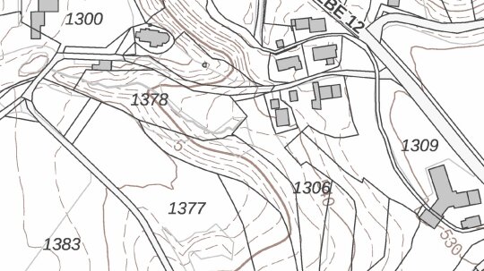 Digitale Höhenlinienkarte mit Digitaler Planungskarte